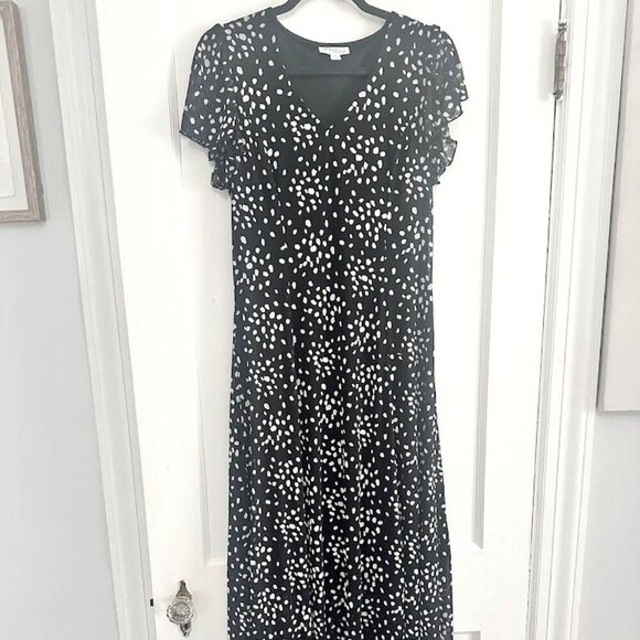 Women's Morgan Taylor Black and White Polka Dot Midi/Maxi Dress sz Medium - Picture 1 of 2